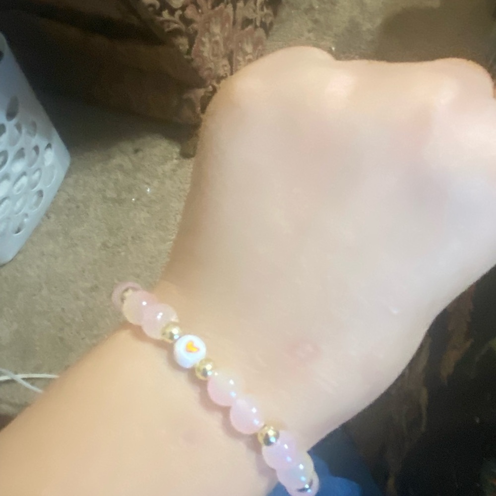 Pink glass bead bracelet